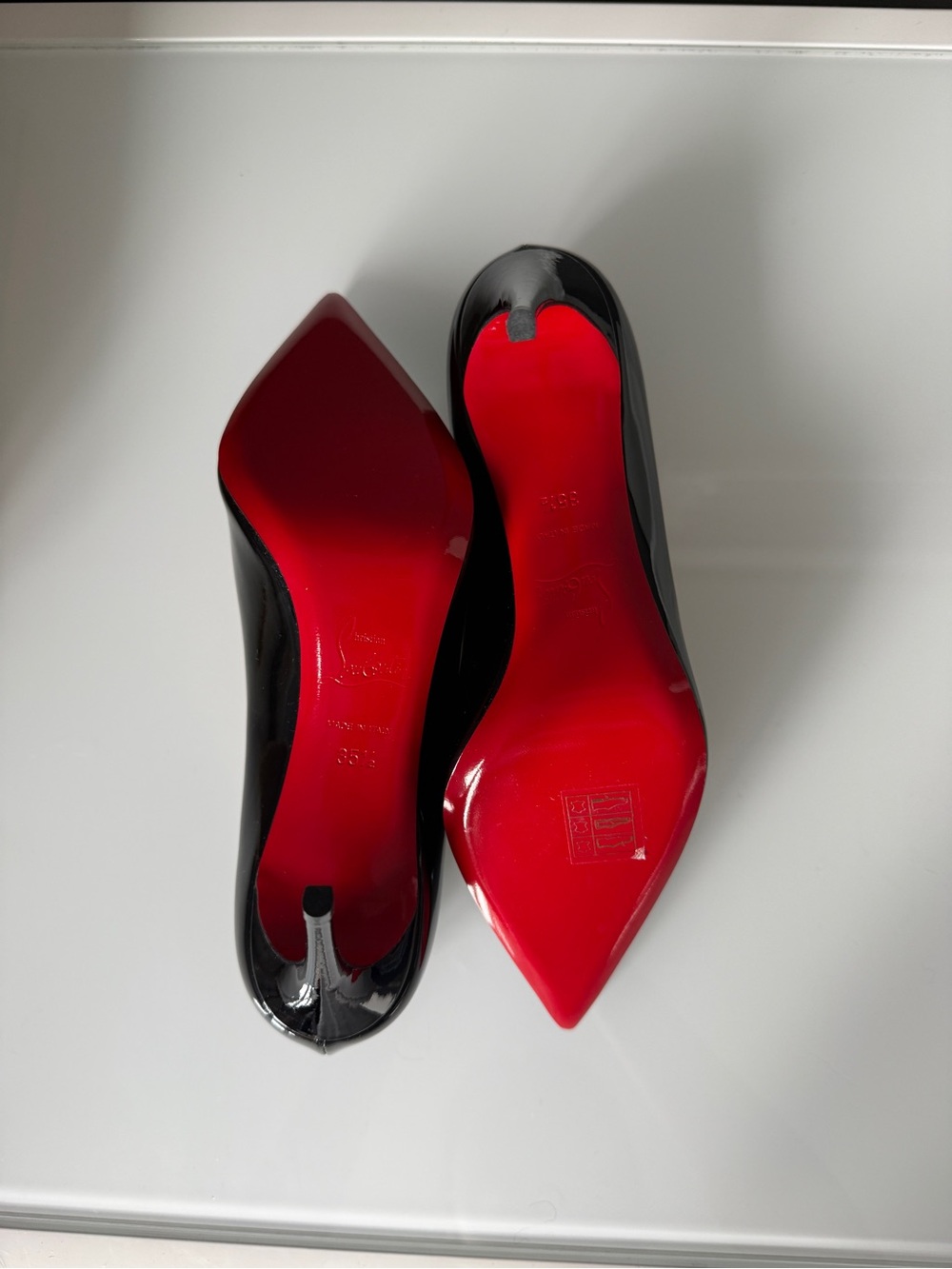 Christian Louboutin Black Patent Kate 85mm heels - Picture 3 of 8